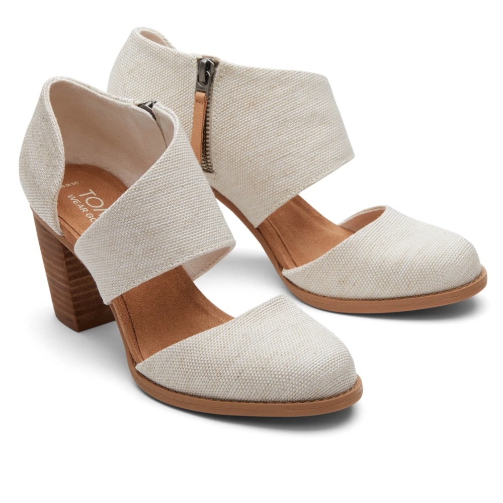 Toms Women's Cream Block Heel Shoes